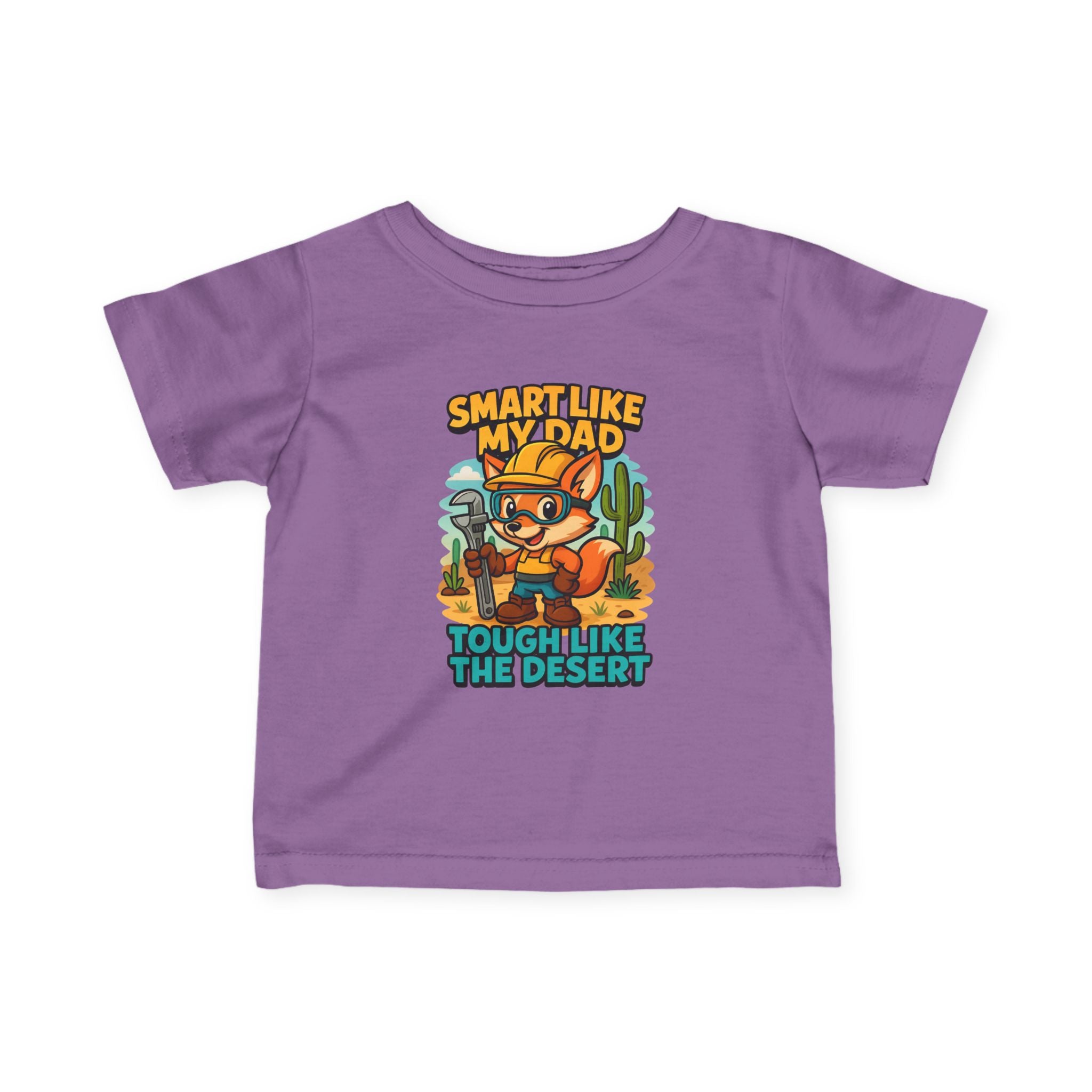Infant Tee — "Smart Like My Dad, Tough Like the Desert" Cute Cactus Fox Baby Shirt